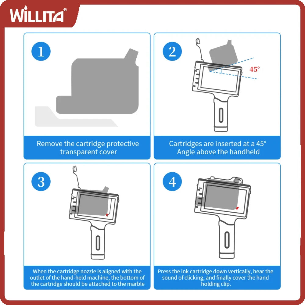 Willita 25.4mm Portable Handheld Inkjet Printer Fast Ship Expire Date Serial Number Barcode Qr Code Logo Coding Machine