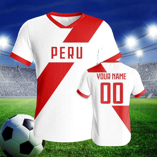 Quick-Dry Peru Soccer Jersey Custom Football Kit Personalized Name Number Summer Breathable Sportswear for Men Women Youth shirt foot pas cher