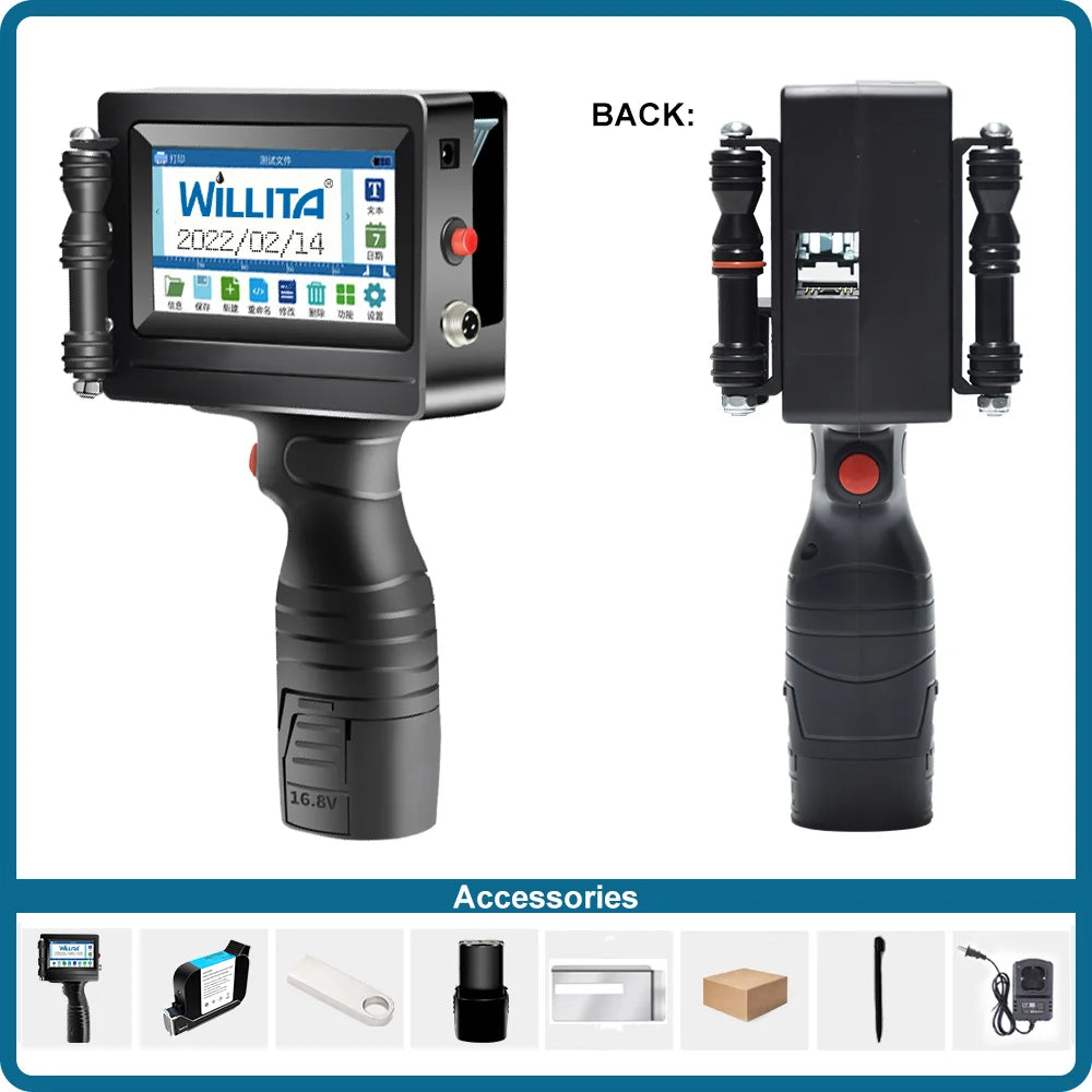 WILLITA WK800 Handheld Thermal Inkjet Printer Portable For Plastic Carton Glass Number QR Code Barcode Logo Expiry Date Printing