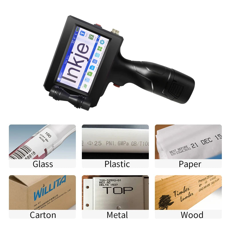 WILLITA WK800 Handheld Thermal Inkjet Printer Portable For Plastic Carton Glass Number QR Code Barcode Logo Expiry Date Printing