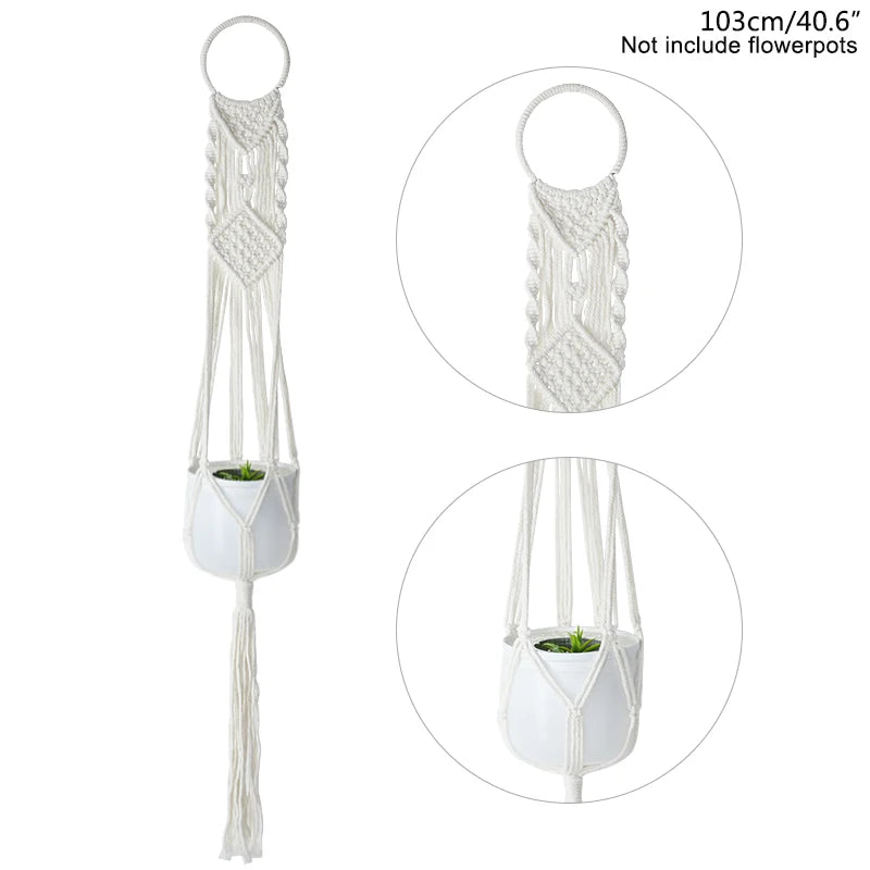 1Pcs Handmade Flower/Pot Hanging Baskets Macrame Plant Hanger Flowerpot Holder Net For Wall Decoration Countyard Garden Supplies