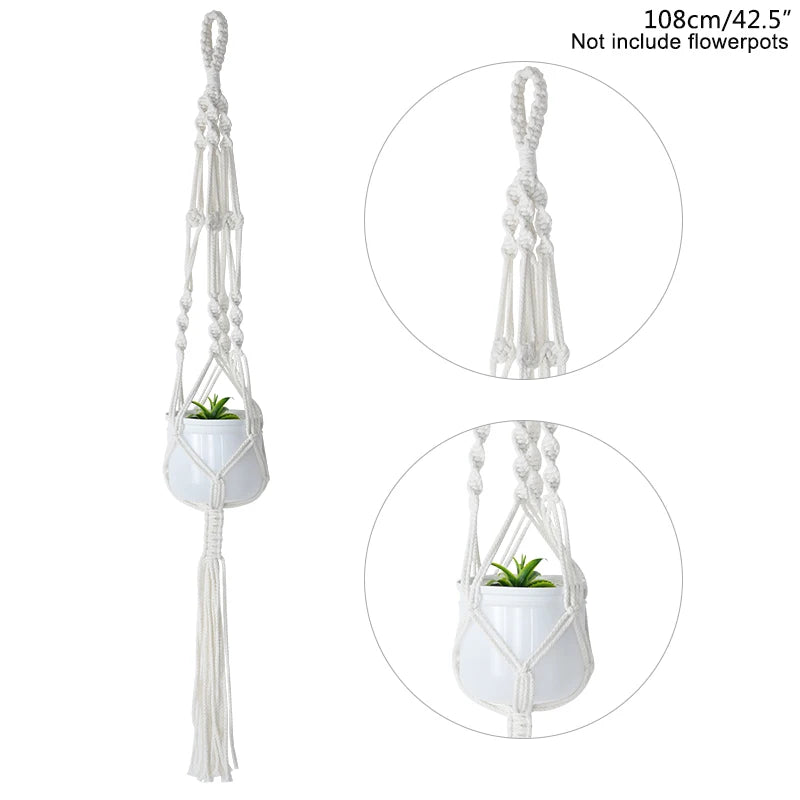 1Pcs Handmade Flower/Pot Hanging Baskets Macrame Plant Hanger Flowerpot Holder Net For Wall Decoration Countyard Garden Supplies