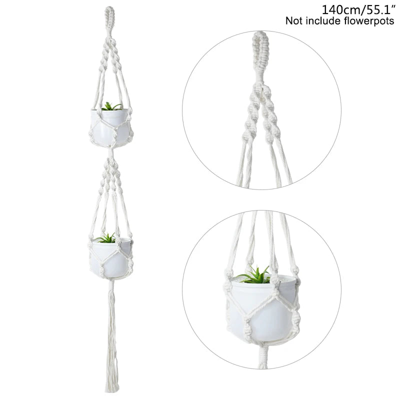 1Pcs Handmade Flower/Pot Hanging Baskets Macrame Plant Hanger Flowerpot Holder Net For Wall Decoration Countyard Garden Supplies