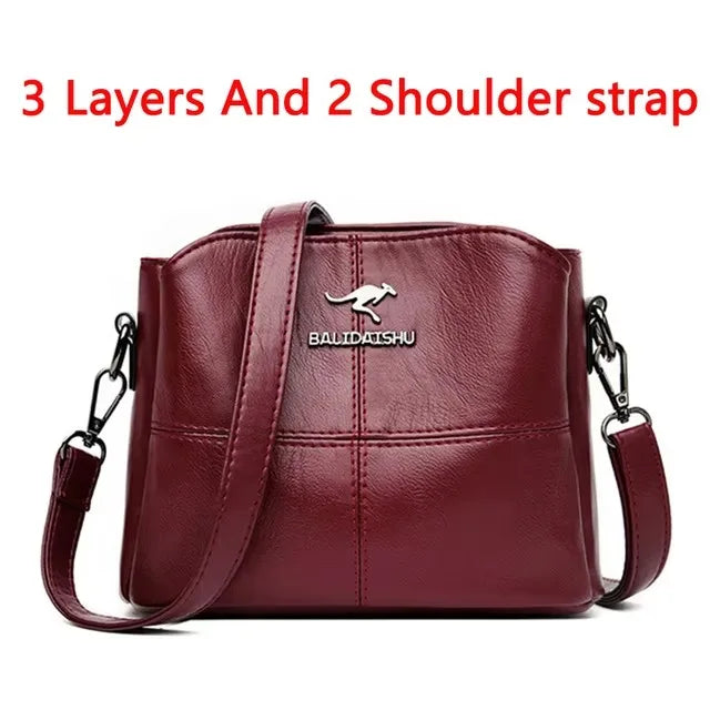 Casual Women Handbag Soft Leather Shoulder Crossbody Bags for Women 2024 New Fashion Print Ladies Messenger Tote Bag Sac A Main