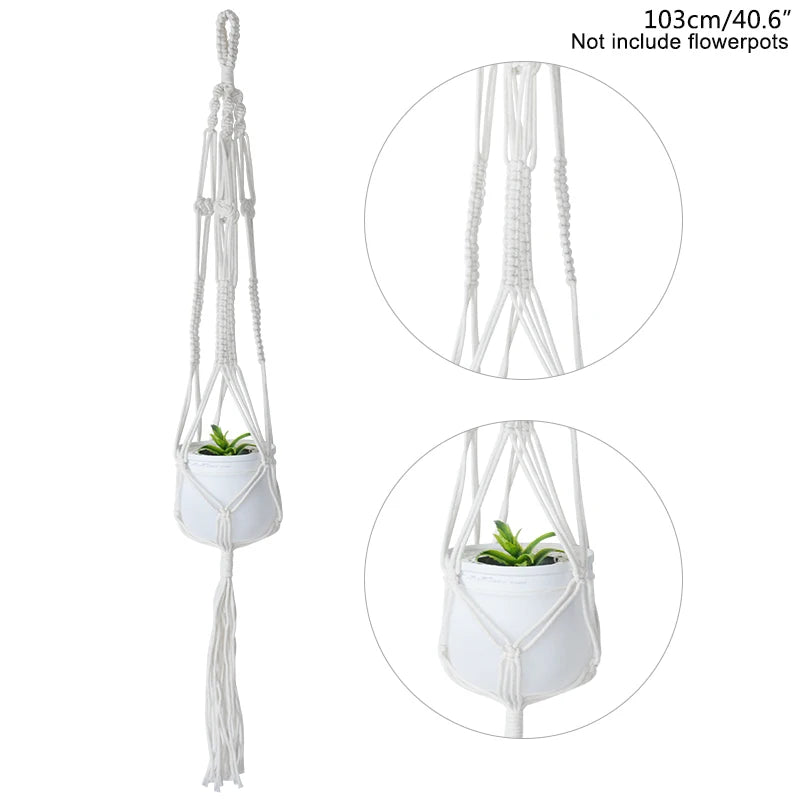 1Pcs Handmade Flower/Pot Hanging Baskets Macrame Plant Hanger Flowerpot Holder Net For Wall Decoration Countyard Garden Supplies