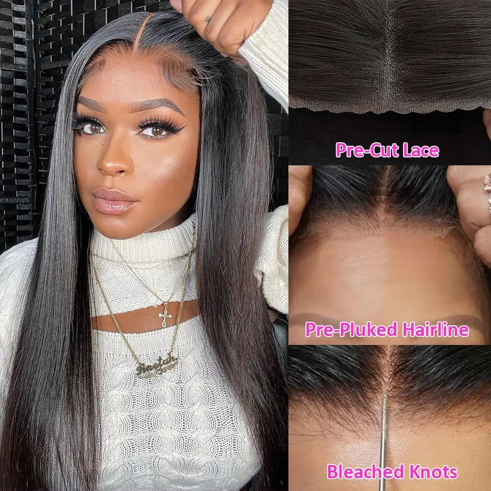 Glueless Wig Human Hair Wear and Go 200% Straight 13x4 13x6 Lace Frontal Wig Human Hair 5x5 6x4 9x6 7x5 Pre Cut Lace Closure Wig