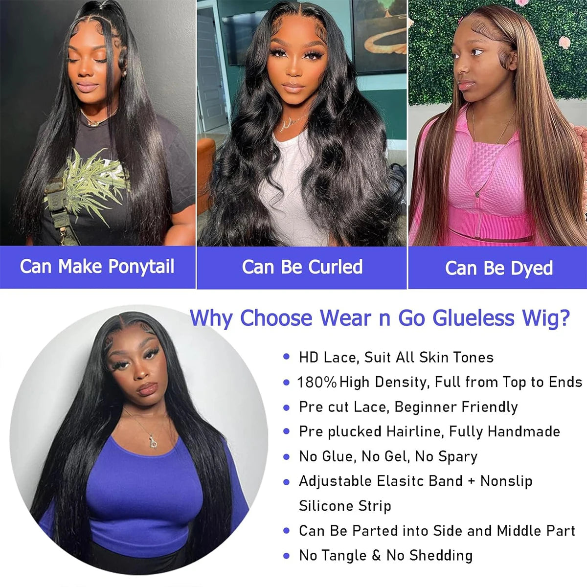 Glueless Wig Human Hair Wear and Go 200% Straight 13x4 13x6 Lace Frontal Wig Human Hair 5x5 6x4 9x6 7x5 Pre Cut Lace Closure Wig