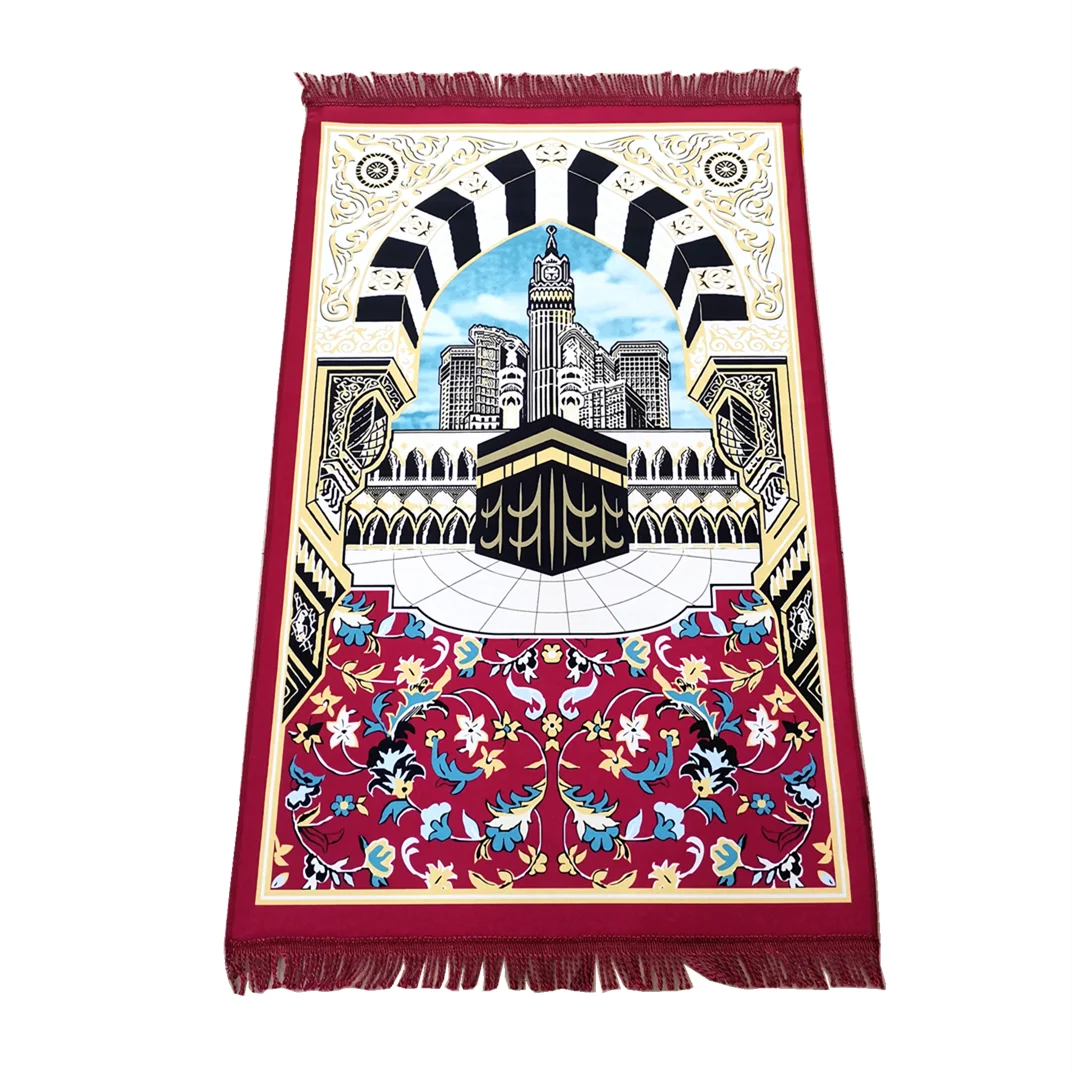 Islam Portable Prayer Rug Muslim Prayer Mat Arabic Hajji Sejadah Janamaz Tapis prière ramadan70x110cm