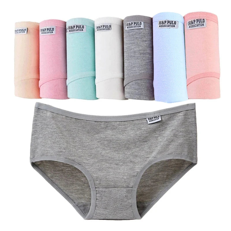 7Pcs/Lot Plus Size Underwear Women's Panties Cotton Girl Brief Sexy Lingeries Shorts Underpant Solid Panty Female Intimate M-4XL