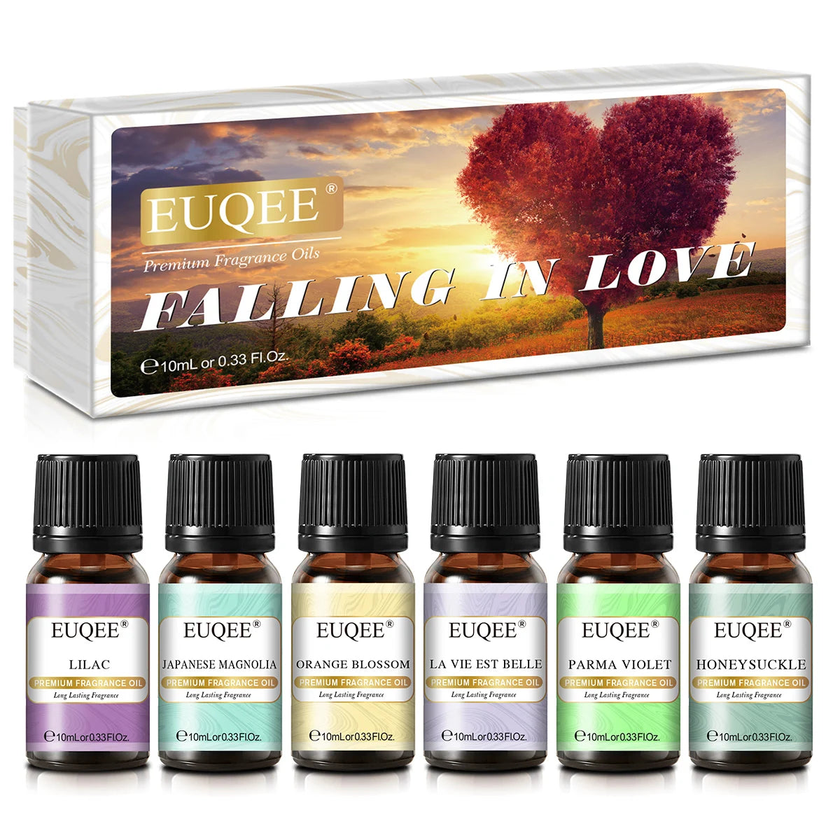 EUQEE 6PCS Floral Fragrance Oils Gift Set  - La Vie Est Belle,Orange Blossom,Japanese Magnolia,Lilac,Parma Violet,Honeysuckle