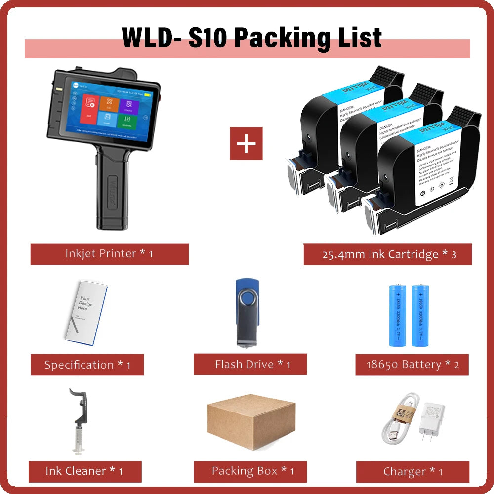 Willita 25.4mm Portable Handheld Inkjet Printer Fast Ship Expire Date Serial Number Barcode Qr Code Logo Coding Machine