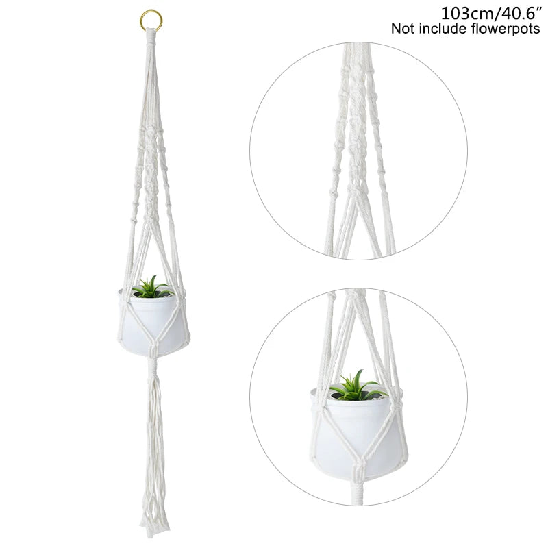 1Pcs Handmade Flower/Pot Hanging Baskets Macrame Plant Hanger Flowerpot Holder Net For Wall Decoration Countyard Garden Supplies