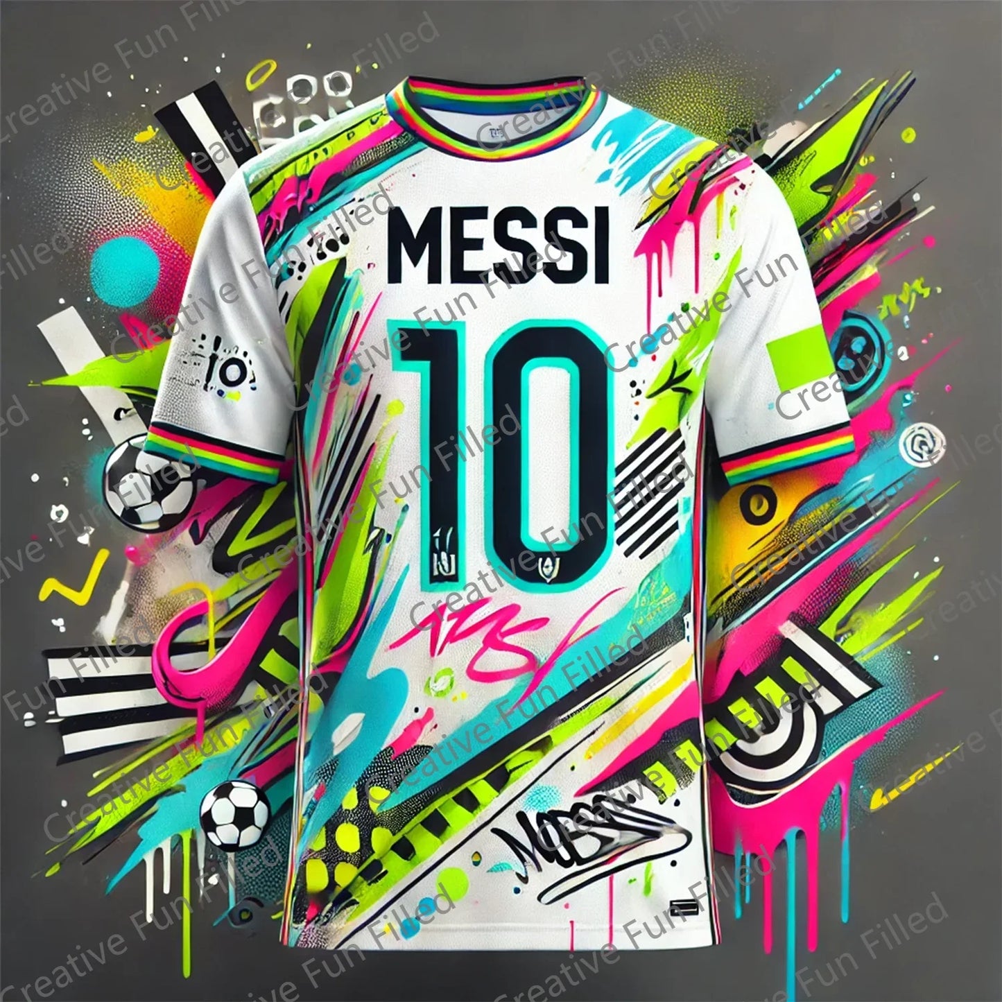 CHATGPT Street Graffiti Soccer Jersey for Kids and Adults, Special MESSI 10, Summer Tee, Intelligent Design Edition, New Kit shirt foot pas cher