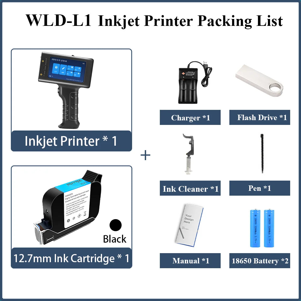 Willita 12.7mm Portable Handheld Inkjet Printer for Batch Number Barcode QR Code Logo Textile Hand Printer Label Coding Machine