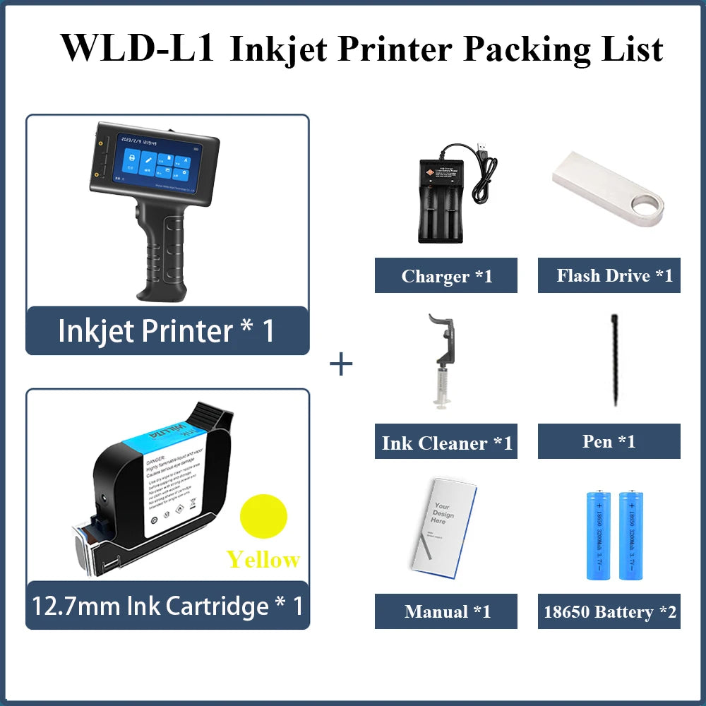 Willita 12.7mm Portable Handheld Inkjet Printer for Batch Number Barcode QR Code Logo Textile Hand Printer Label Coding Machine