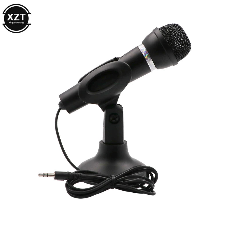 NEW Condenser Microphone Handheld 3.5mm Plug with MIC Desktop Stand for PC YouTube Video Skype Chatting Gaming Podcast Recording