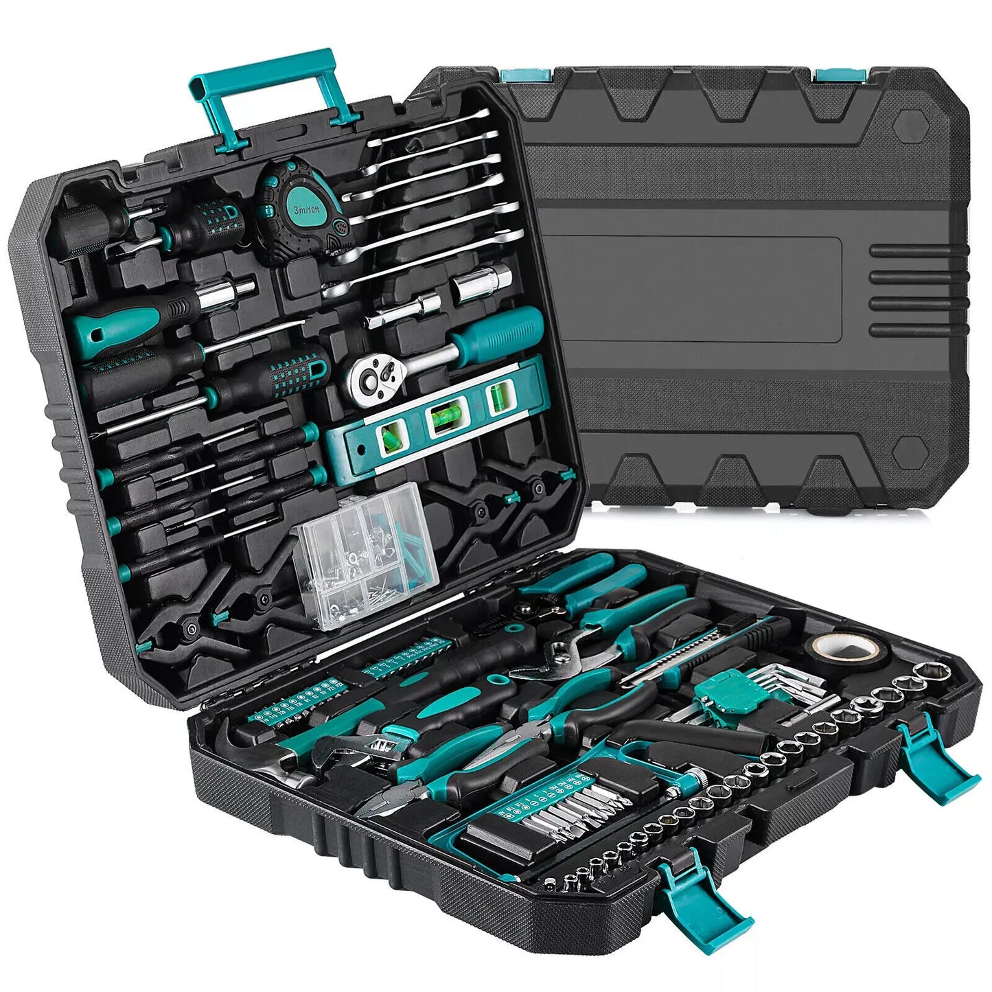 198 Piece Socket Wrench Auto Repair Tool Combination Package Mixed Tool Set Hand Tool Kit with Plastic Toolbox Storage Case