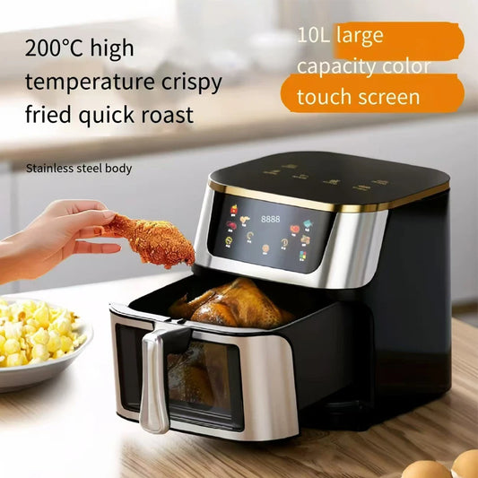 10L Smart Air Fryer Electric visual window Oil-free Air Fryer Automatic Household Kitchen 360°Baking Convection Oven Air Fryers