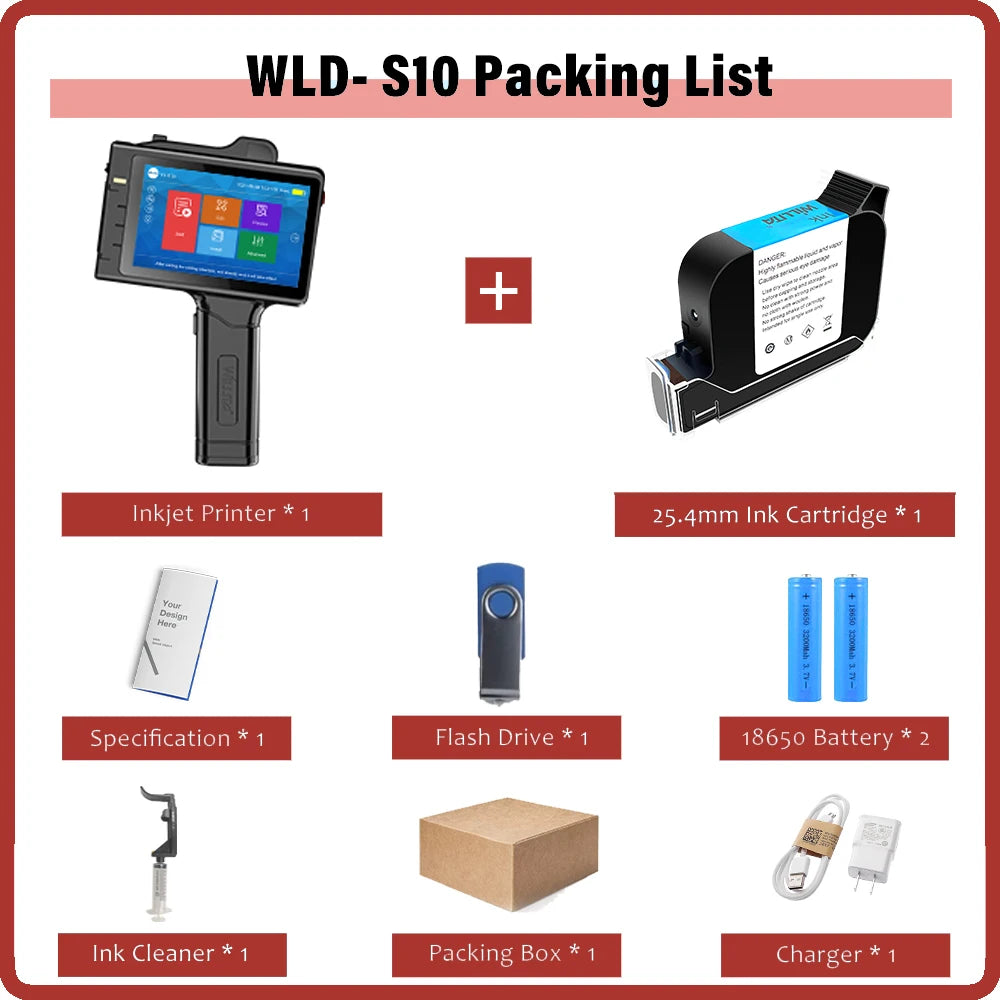 Willita 25.4mm Portable Handheld Inkjet Printer Fast Ship Expire Date Serial Number Barcode Qr Code Logo Coding Machine