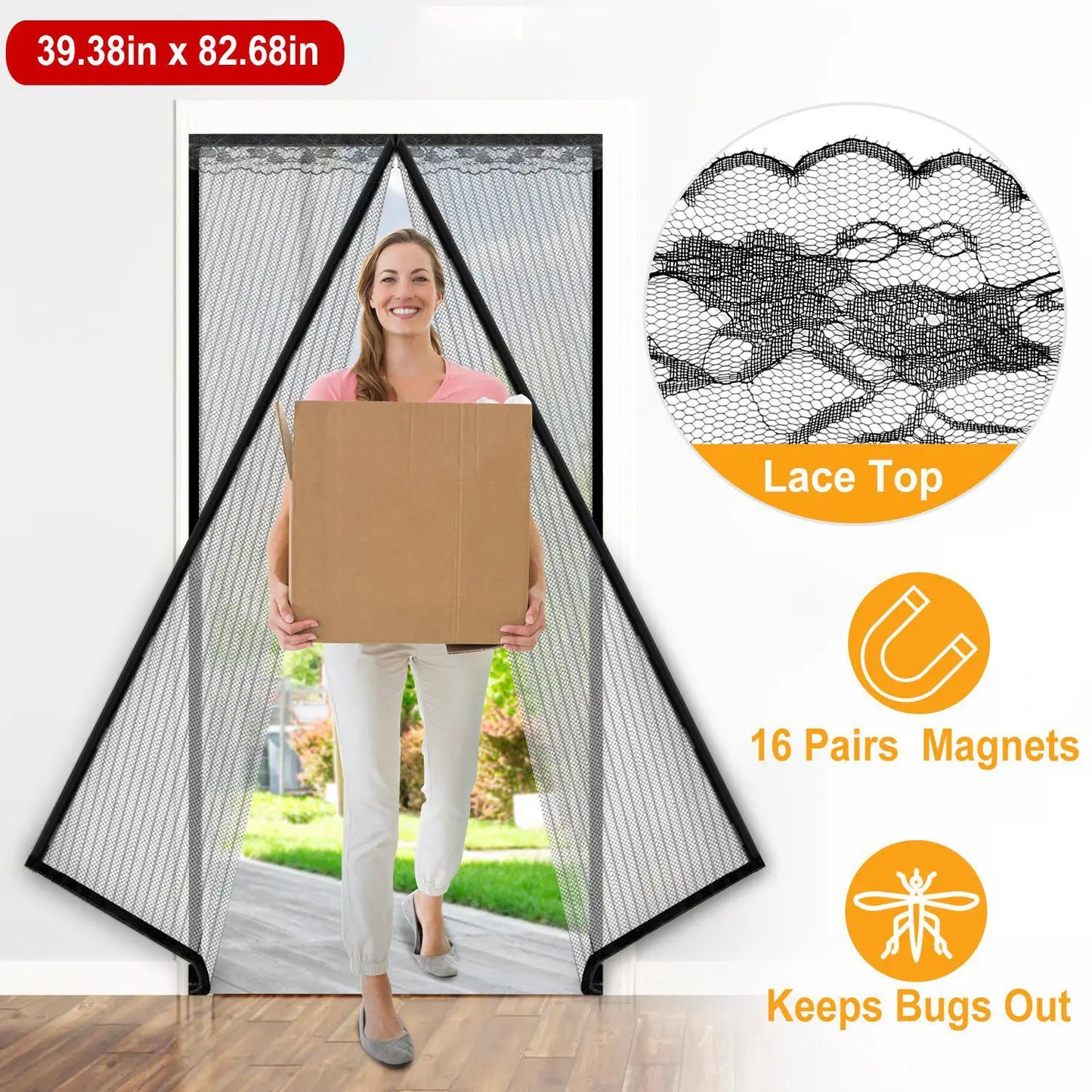 Magnetic Mesh Curtain Hands-free Fly Mesh Door Curtain