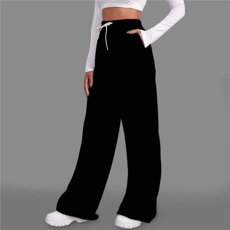 New Women Harajuku Wide Leg Pants Streetwear White Track Pants Women