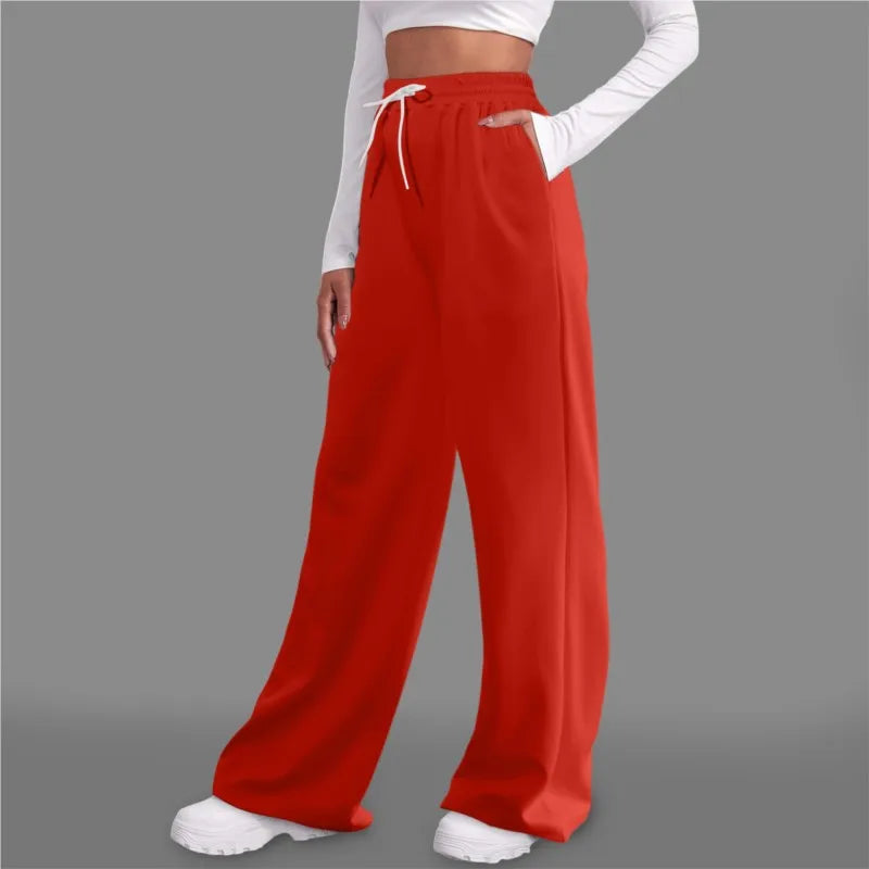 New Women Harajuku Wide Leg Pants Streetwear White Track Pants Women