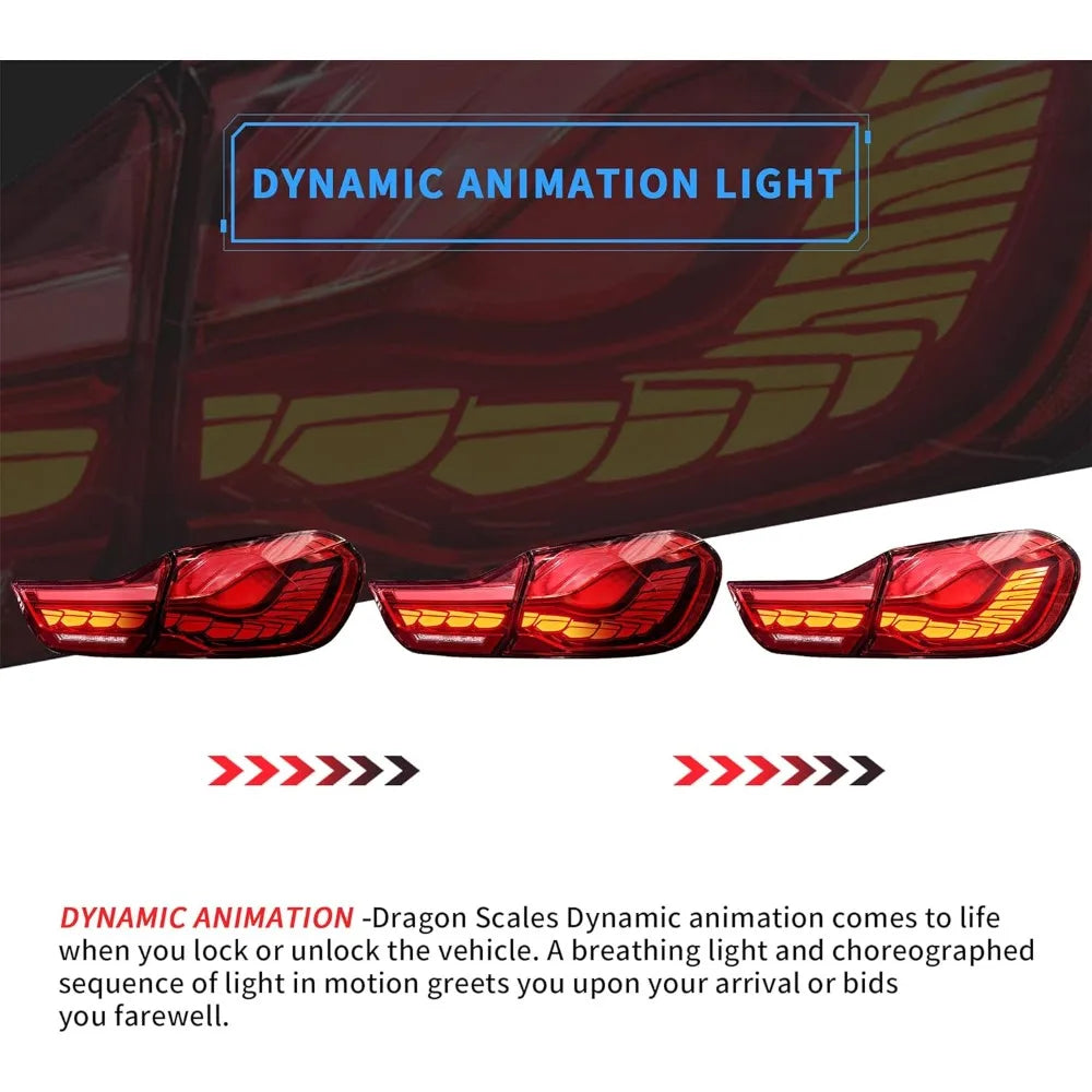 Tail Lights Compatible with 4-series BMW GTS F32 F33 F36 F82 F83 2014-2020 Sedan/Convertible/Coupe w/Sequential w/3D Dynamic