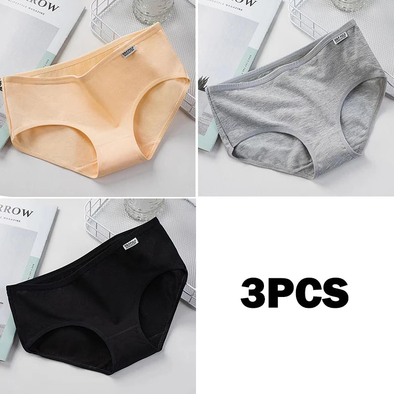 3Pcs Sexy Panties Women Cotton Underwear Antibacterial Briefs Girls Seamless Cozy Female Underpants Intimates Low-Rise Lingeries