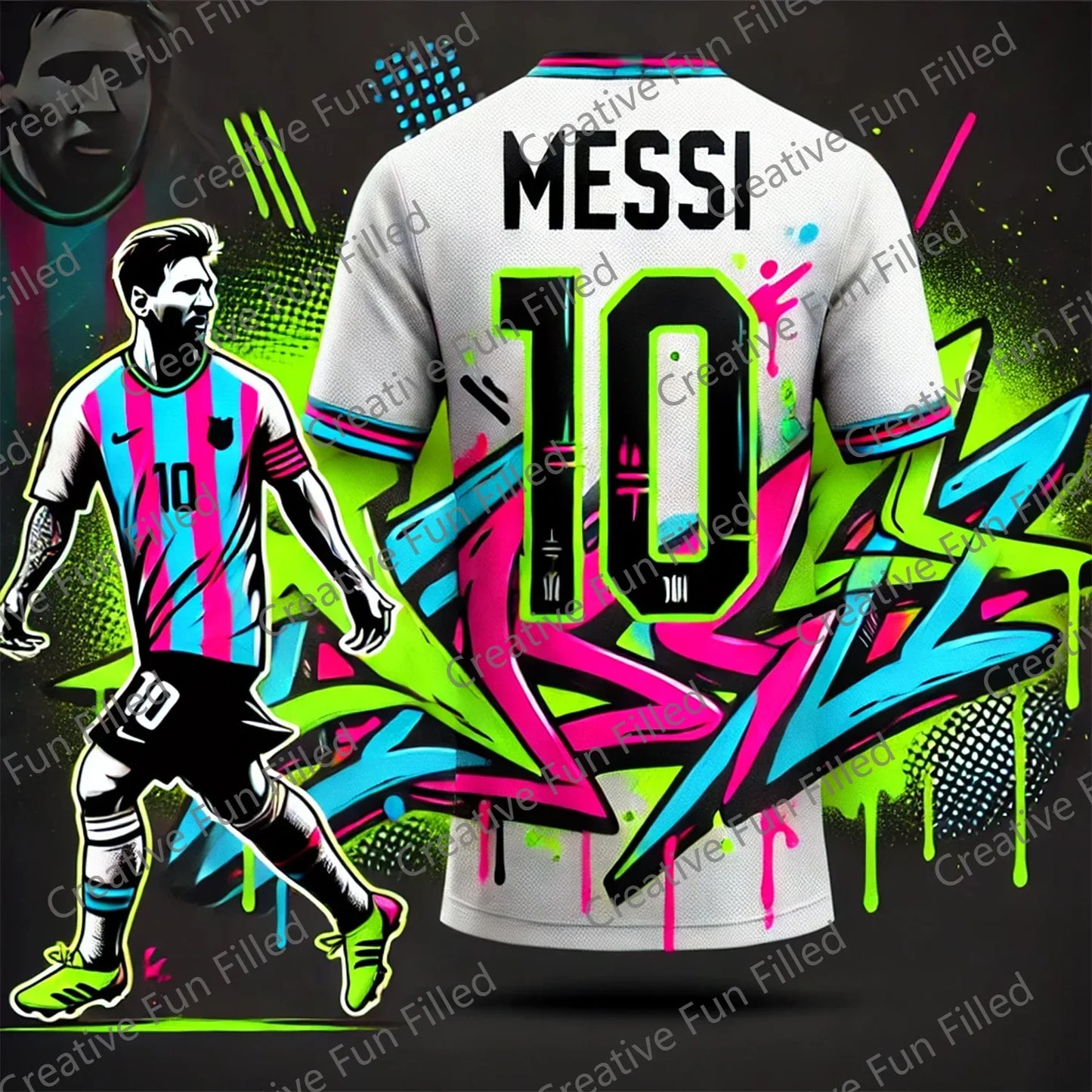 CHATGPT Street Graffiti Soccer Jersey for Kids and Adults, Special MESSI 10, Summer Tee, Intelligent Design Edition, New Kit shirt foot pas cher