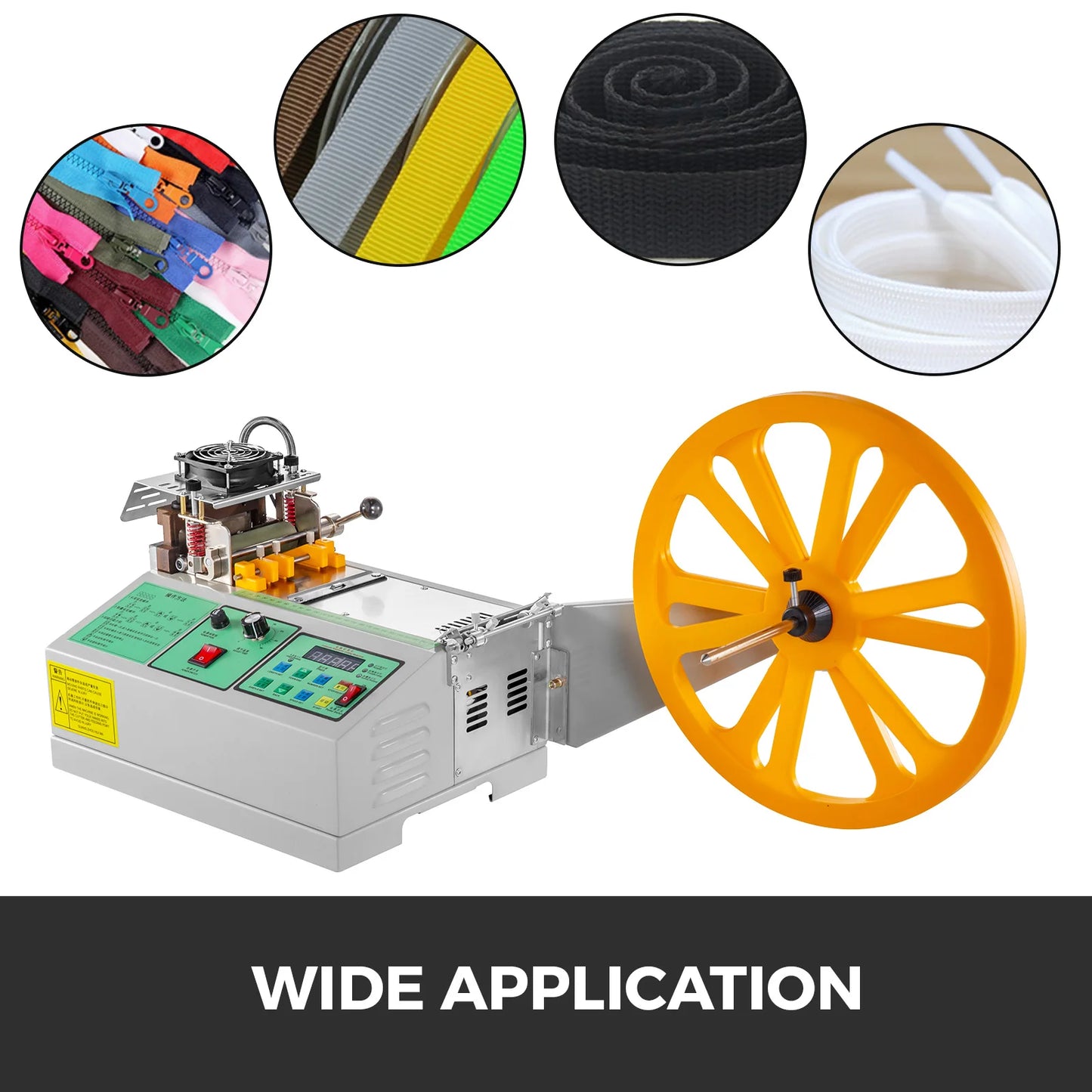 VEVOR Automatic Computer Cloth Tape Cutting Machine Hot and Cold Knife Magic Sticker Tube Zipper Heat Shrink Elastic Cutter Tool