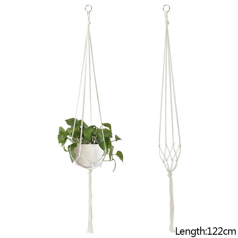 1Pcs Handmade Flower/Pot Hanging Baskets Macrame Plant Hanger Flowerpot Holder Net For Wall Decoration Countyard Garden Supplies