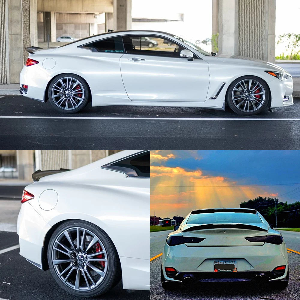 For Infiniti Q60 Q60S Coupe PSM Style Carbon fiber Rear Spoiler Trunk wing 2013-2024