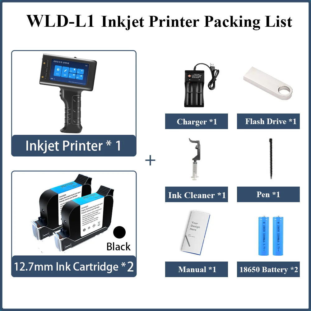 Willita 12.7mm Portable Handheld Inkjet Printer for Batch Number Barcode QR Code Logo Textile Hand Printer Label Coding Machine