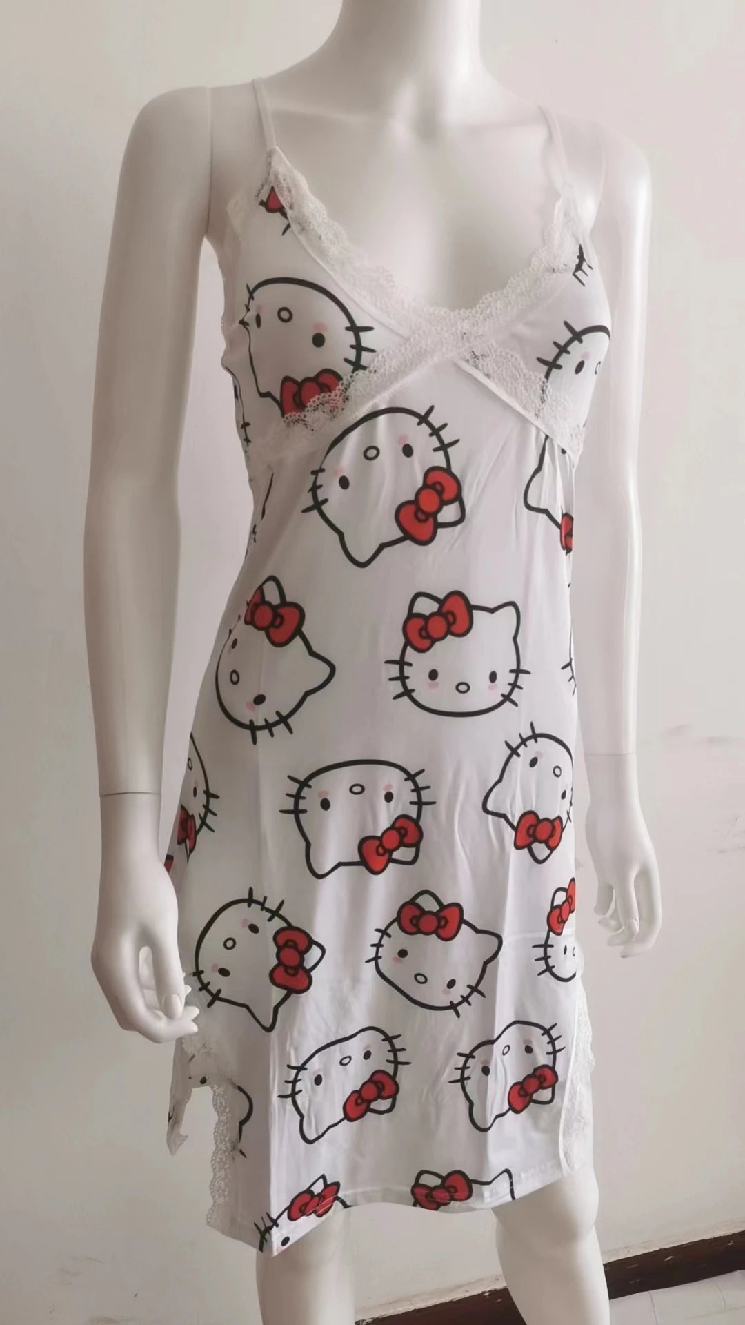 2024 New Hello Kitty Summer Ladies Nightdress Slip Dress Anime Sanrio My Melody Cartoon Cute Sweet Cotton Pajamas Homewear Cloth